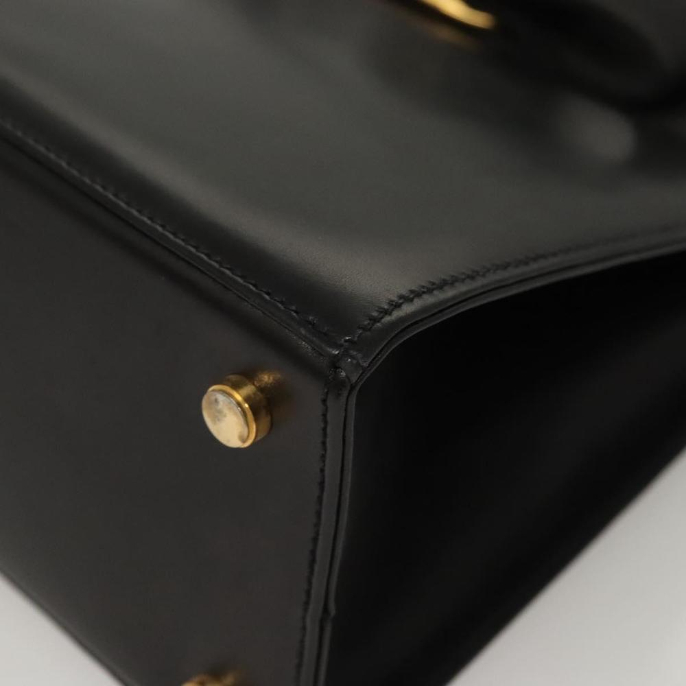 Salvatore Ferragamo Vala Hand Bag Leather 2way Black Gold Auth gh088 - Picture 16 of 16